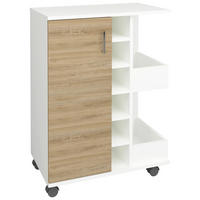 SERVIERWAGEN in Weiss, Sonoma Eiche  - Weiss/Silberfarben, Design, Holzwerkstoff/Kunststoff (63/85/40cm) - MID.YOU