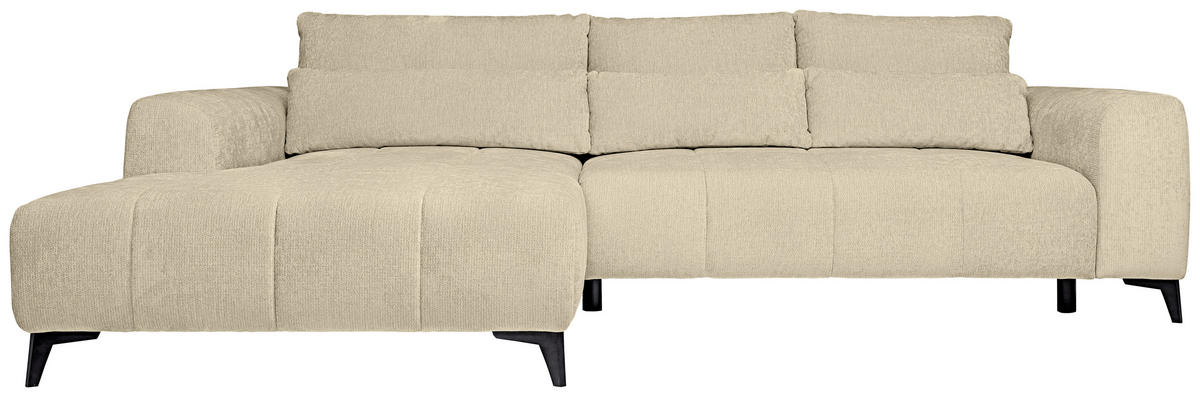 HÖRNSOFFA i chenille beige  - beige/svart, Klassisk, textil/plast (222/279cm) - MID.YOU