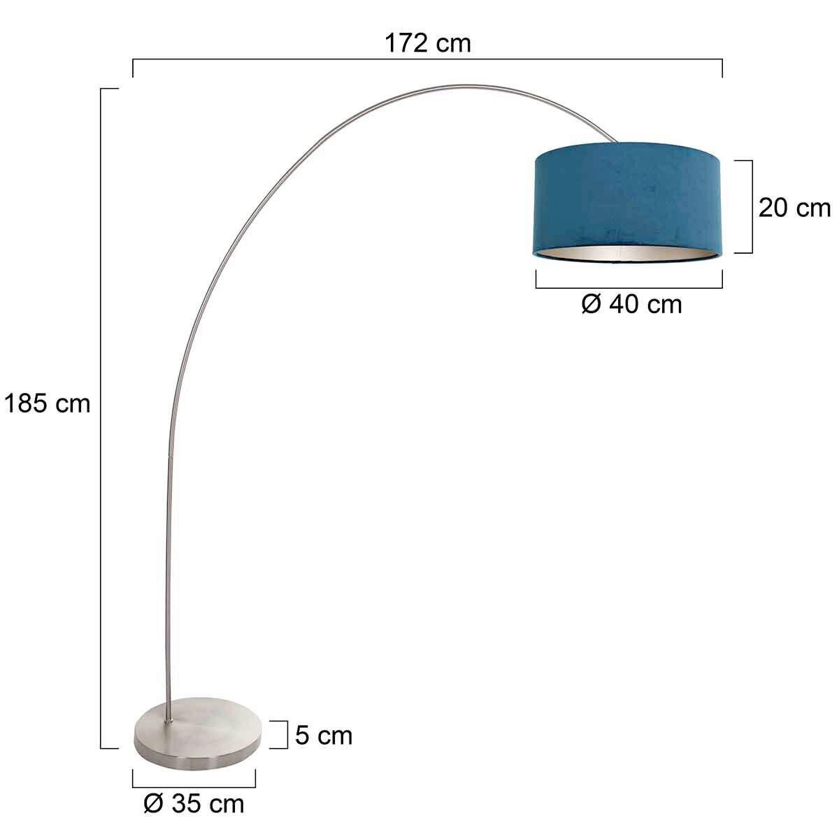STEHLEUCHTE - Blau/Silberfarben, Trend, Glas/Metall (40/185/172cm)