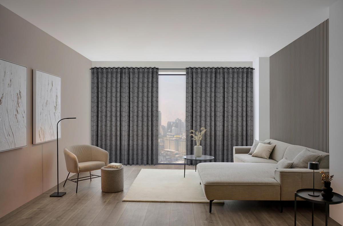 FERTIGVORHANG  blickdicht   140/245 cm  - Schwarz, KONVENTIONELL, Textil (140/245cm) - Dieter Knoll