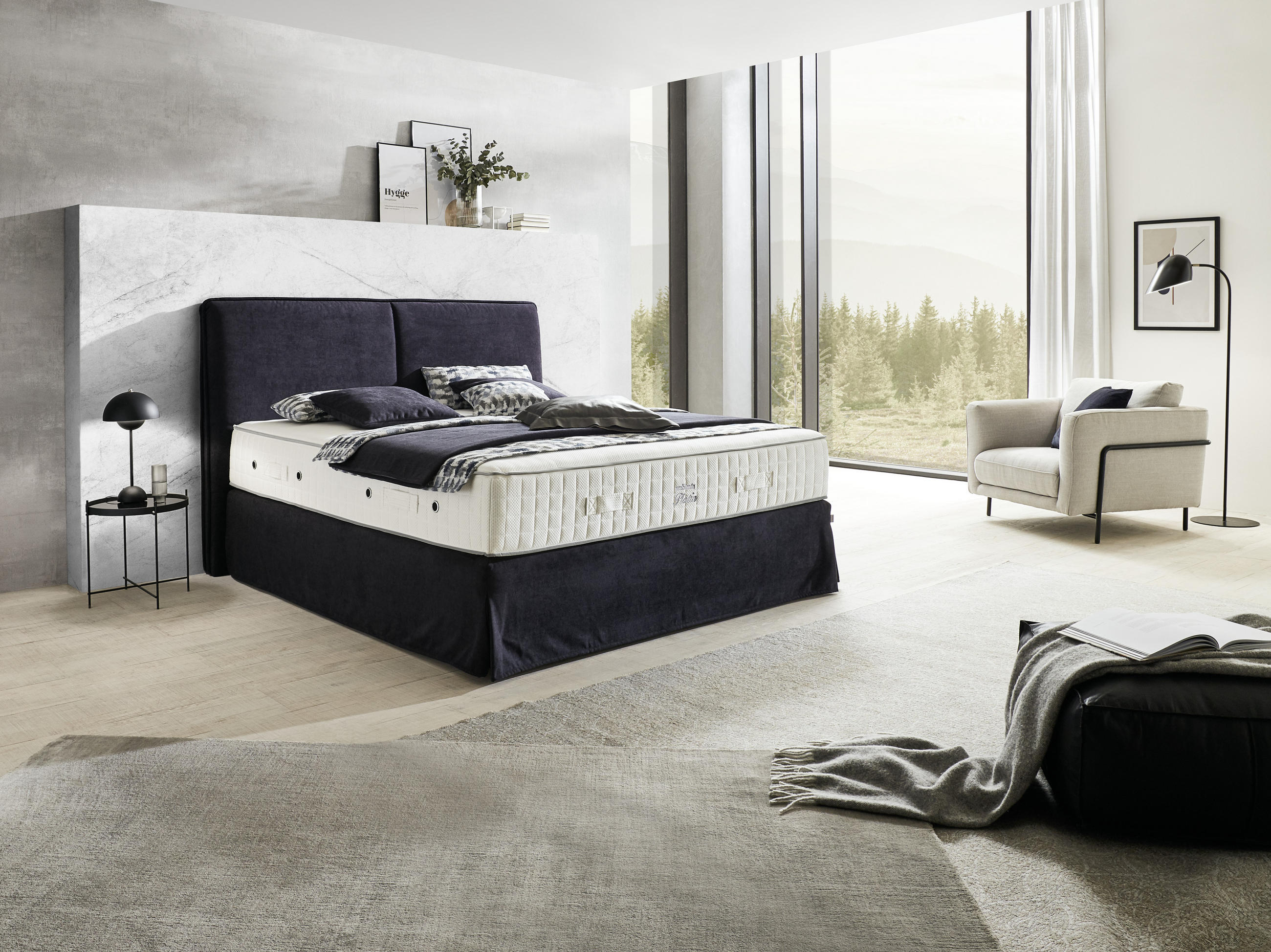 BOXSPRINGBETT 180/200 cm  in Dunkelblau  - Dunkelblau, Konventionell, Textil (180/200cm) - Ambiente