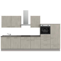 KÜCHENLEERBLOCK 360 cm   in Grau, Schieferfarben, Hellgrau  - Schieferfarben/Edelstahlfarben, MODERN, Holzwerkstoff/Metall (360cm) - Nobilia