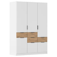 DREHTÜRENSCHRANK Weiß, Eiche Artisan 4 Tür(en)  - Weiß/Eiche Artisan, KONVENTIONELL, Holzwerkstoff/Metall (136/197/54cm) - Xora