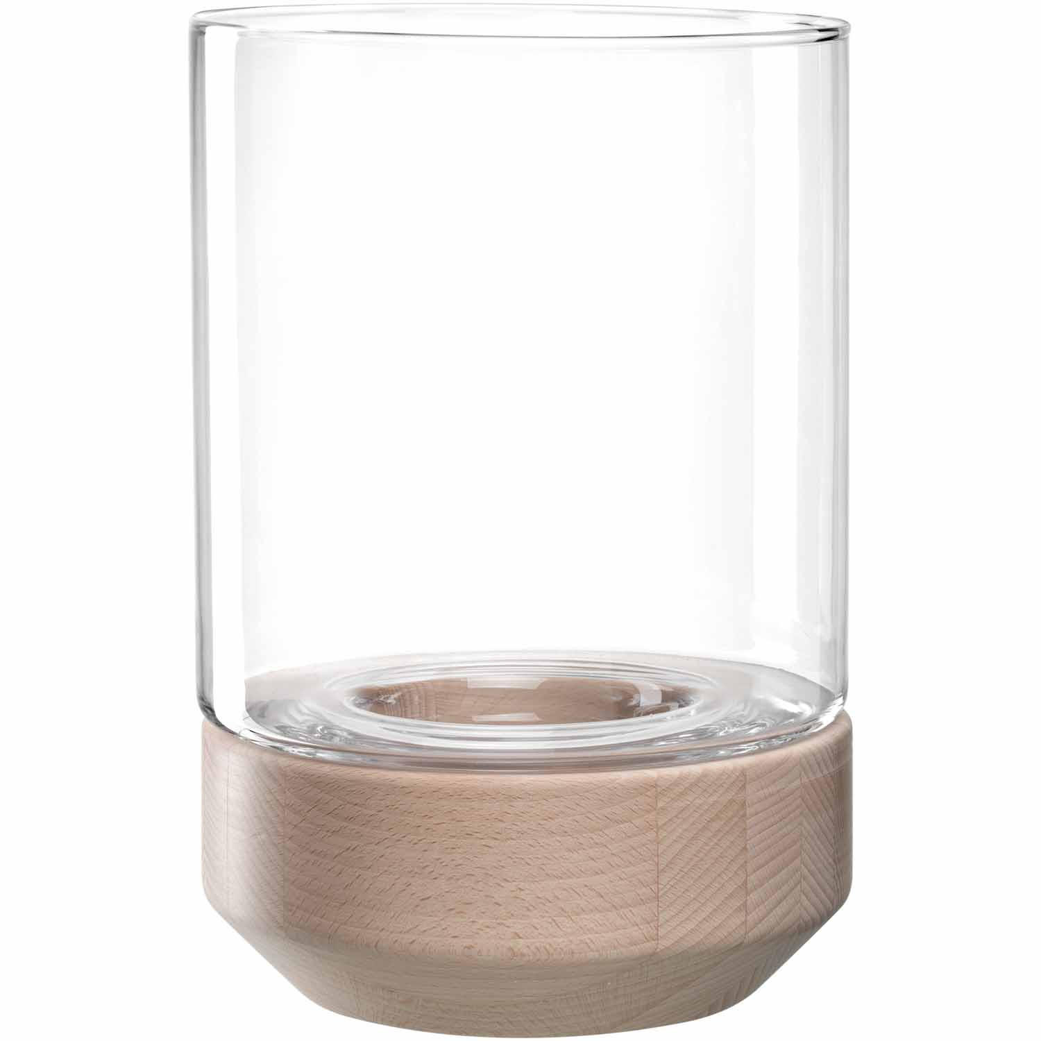 WINDLICHT - Transparent/Braun, KONVENTIONELL, Glas/Holz (20,00/30,00/20,00cm) - Leonardo