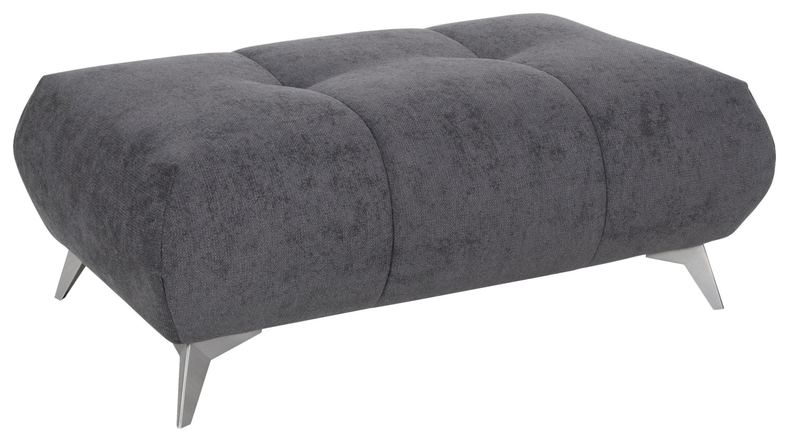 HOCKER Webstoff Schwarz  - Edelstahlfarben/Schwarz, LIFESTYLE, Textil/Metall (120/43/70cm) - Hom`in