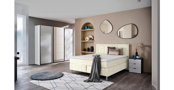 BOXSPRINGBETT 180/200 cm  in Creme  - Chromfarben/Creme, KONVENTIONELL, Kunststoff/Textil (180/200cm) - Voleo