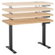 SCHREIBTISCH 120/60/76-119 cm Eichefarben elektrisch höhenverstellbar  - Eichefarben/Schwarz, MODERN, Holz/Metall (120/60/76-119cm) - Linea Natura
