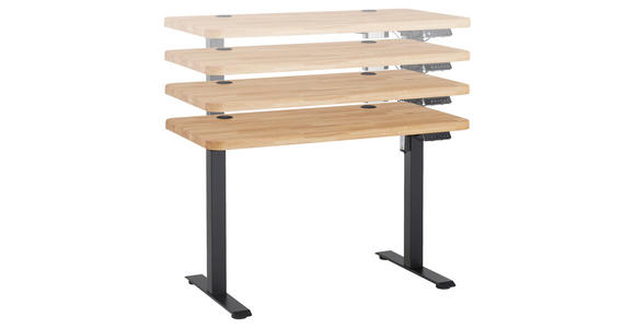 SCHREIBTISCH 120/60/76-119 cm Eichefarben elektrisch höhenverstellbar  - Eichefarben/Schwarz, MODERN, Holz/Metall (120/60/76-119cm) - Linea Natura