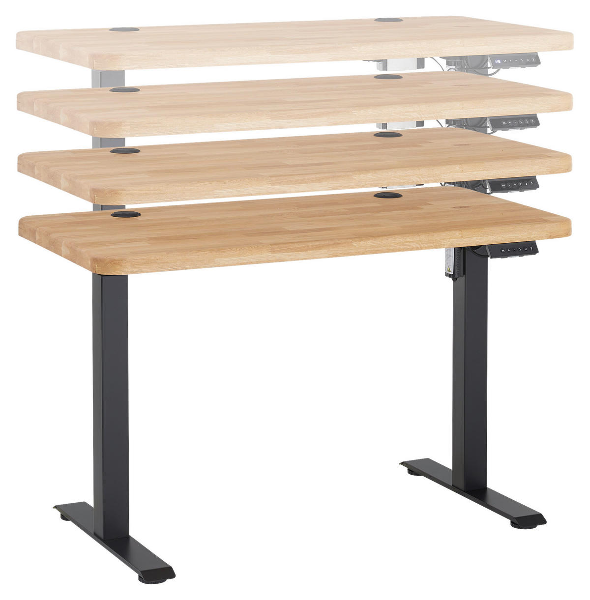 SCHREIBTISCH 120/60/76-119 cm Eichefarben elektrisch höhenverstellbar  - Eichefarben/Schwarz, MODERN, Holz/Metall (120/60/76-119cm) - Linea Natura