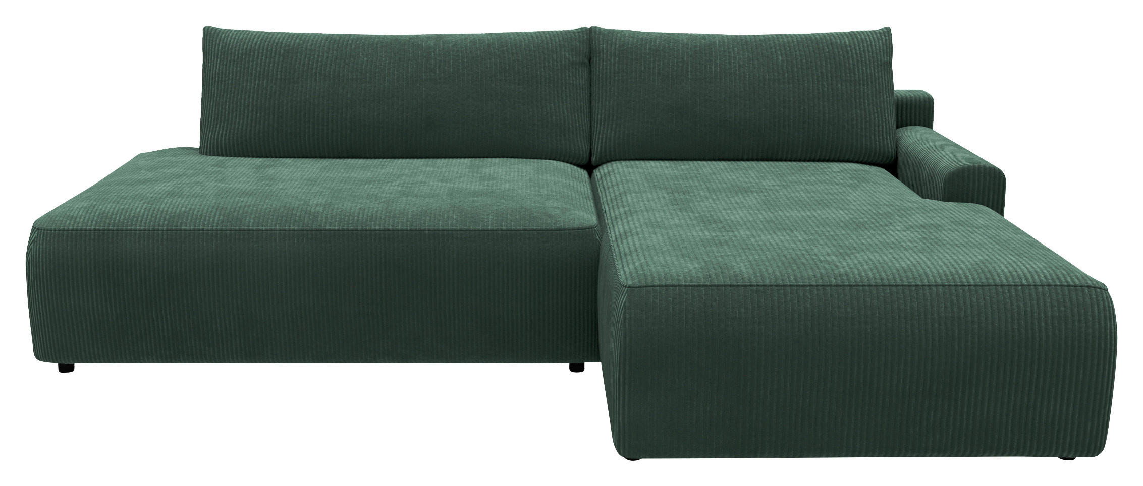 ECKSCHLAFSOFA Cord Dunkelgrün  - Dunkelgrün/Schwarz, MODERN, Kunststoff/Textil (253/167cm) - Trendmanufaktur