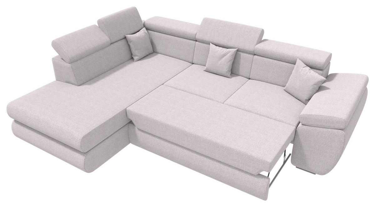 ECKSOFA Hellgrau Struktur  - Chromfarben/Hellgrau, KONVENTIONELL, Kunststoff/Textil (205/282cm) - Carryhome