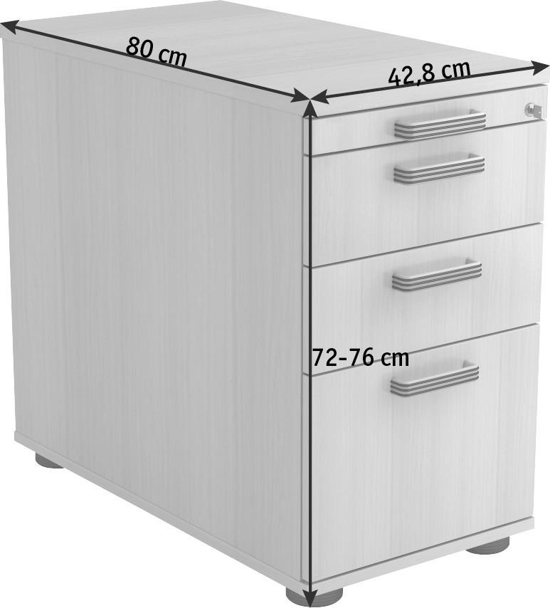 ANSTELLCONTAINER Grau  - Schwarz/Alufarben, KONVENTIONELL, Kunststoff/Metall (42,8/72-76/80cm) - Venda