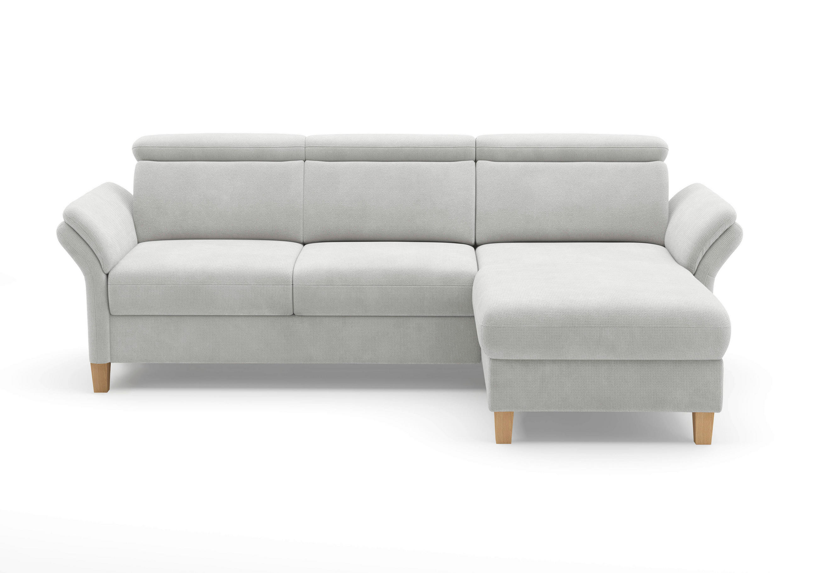 ECKSOFA GLENDALE E Silberfarben Flachgewebe  - Eichefarben/Silberfarben, KONVENTIONELL, Holz/Textil (253/166cm) - Sit & More