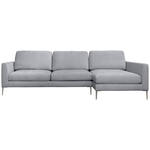 ECKSOFA Grau Chenille Rückenkissen, Rücken echt  - Silberfarben/Grau, KONVENTIONELL, Textil/Metall (284/143cm) - Carryhome