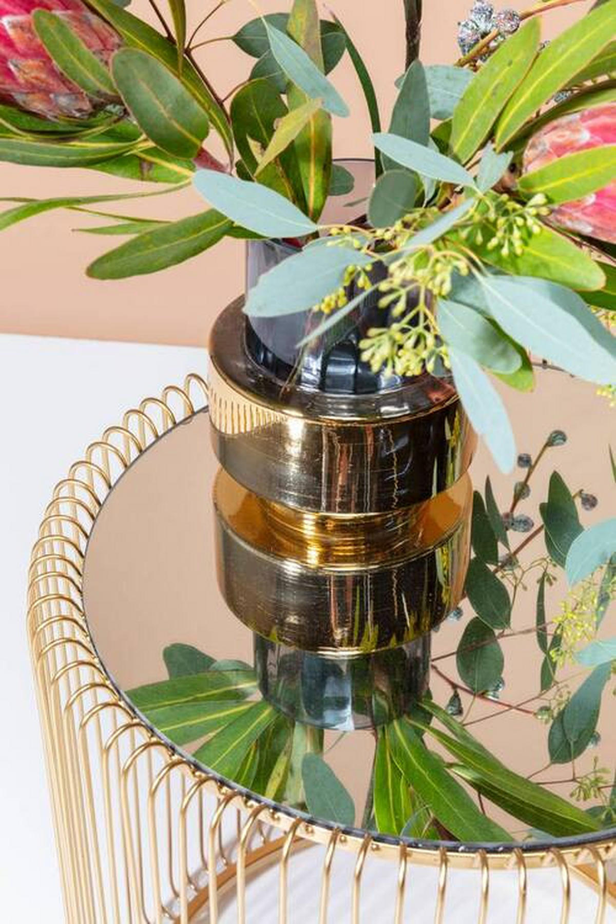 BEISTELLTISCHSET in Metall, Glas 32,5-44/32,5-44/42-45 cm  - Messingfarben, LIFESTYLE, Glas/Metall (32,5-44/32,5-44/42-45cm) - Ambia Home