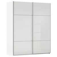 SCHWEBETÜRENSCHRANK in Weiß  - Alufarben/Weiß, KONVENTIONELL, Glas/Holzwerkstoff (181/223/67cm) - Novel