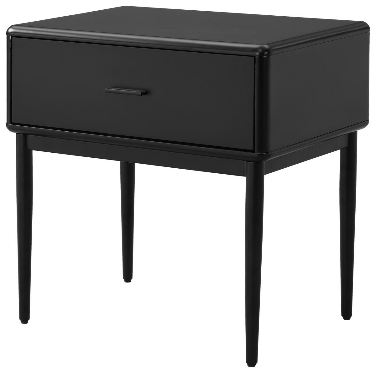NOPTIERĂ in negru  - negru, Modern, metal/material pe bază de lemn (54/55/40cm) - Livetastic