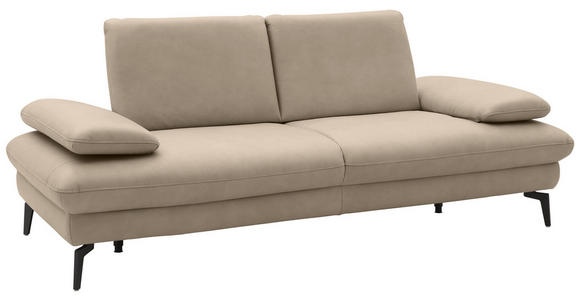 2,5-SITZER in Leder Beige - Beige/Schwarz, Design, Leder/Metall (212/86/94cm) - Dieter Knoll