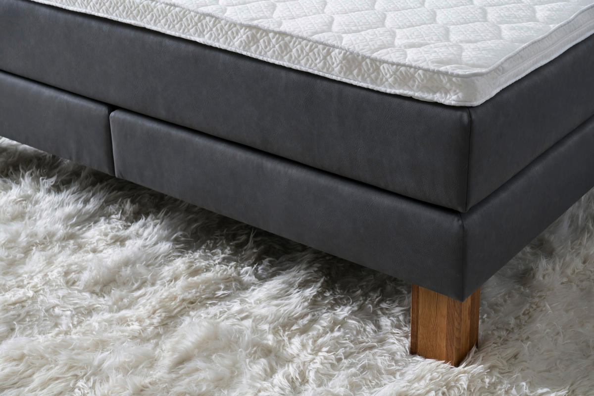 BOXSPRINGBETT 160/200 cm  in Anthrazit, Eichefarben  - Eichefarben/Anthrazit, KONVENTIONELL, Holz/Textil (160/200cm) - Hasena
