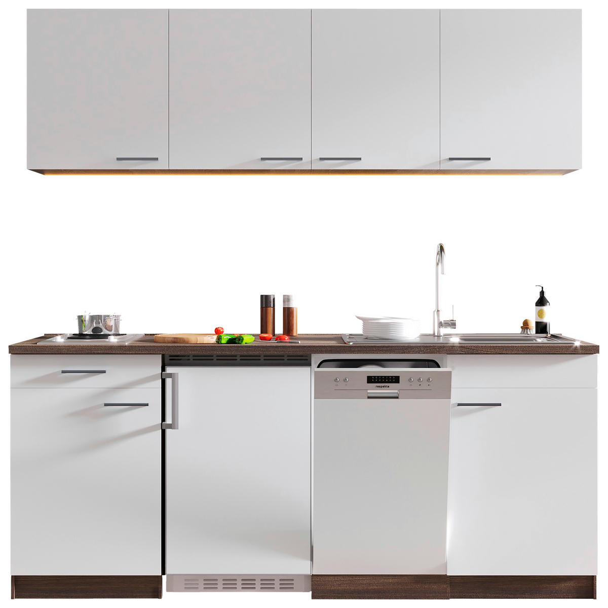 KÜCHENBLOCK 195 cm   in Weiss, Eichefarben  - Weiss/Eichefarben, Basics, Holzwerkstoff (195cm) - Respekta