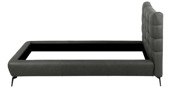 POLSTERBETT 180/200 cm,  in Dunkelgrau, gepolstertes Kopfteil,  - Dunkelgrau/Schwarz, Design, Leder/Metall (180/200cm) - Esposa