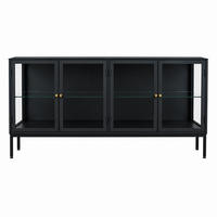 SIDEBOARD  167/80/37 cm  - svart/guldfärgad, Klassisk, metall/glas (167/80/37cm) - Niels Andersson
