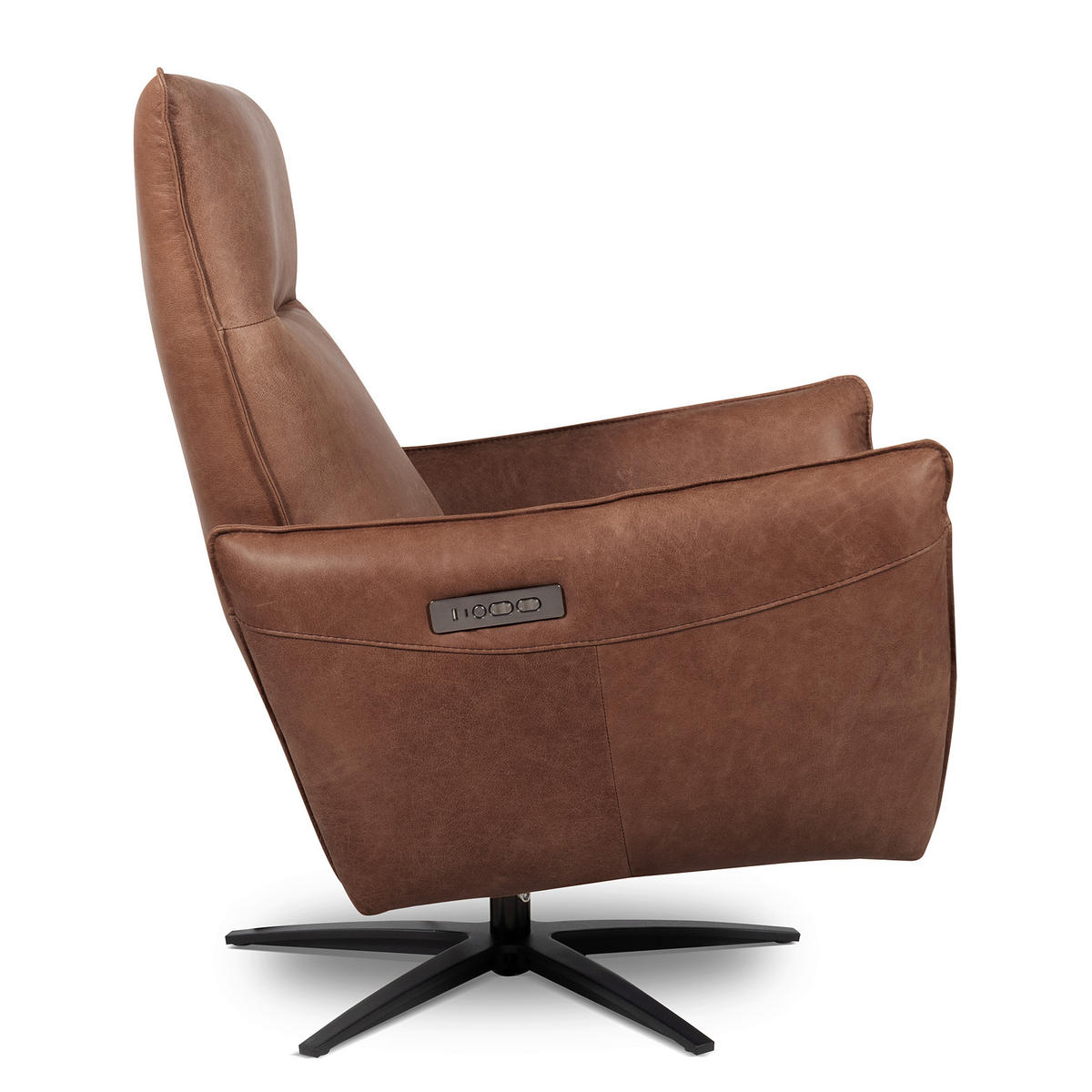 RELAXSESSEL in Leder Rotbraun  - Rotbraun/Schwarz, Design, Leder/Metall (77/107/88cm) - Livetastic