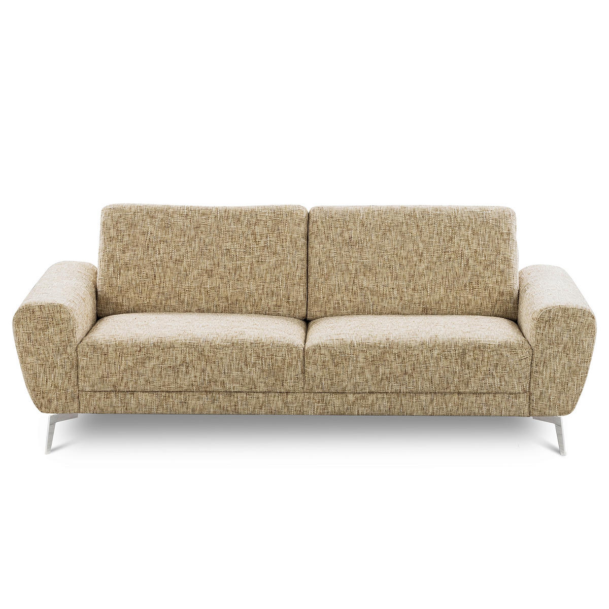 3-SITZER-SOFA SPRING in Webstoff Hellbraun Modern  - Chromfarben/Hellbraun, Design, Textil/Metall (187/85/92cm) - Livetastic