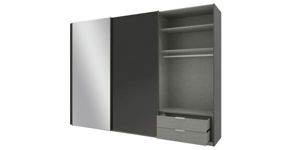 SCHWEBETÜRENSCHRANK 300/223/69 cm 3-türig Anthrazit - Anthrazit/Grau, KONVENTIONELL, Glas/Holzwerkstoff (300/223/69cm) - Novel