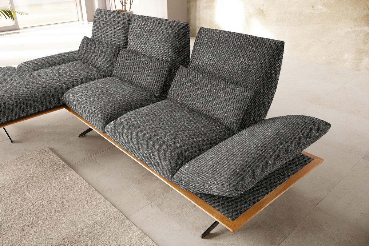 ECKSOFA in Flachgewebe Anthrazit  - Anthrazit/Schwarz, Design, Holz/Textil (159/314cm) - Dieter Knoll