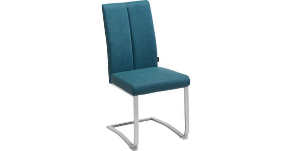 SCHWINGSTUHL in Metall, Textil Edelstahlfarben, Türkis - Türkis/Edelstahlfarben, Design, Textil/Metall (43,5/95/62cm) - Xora