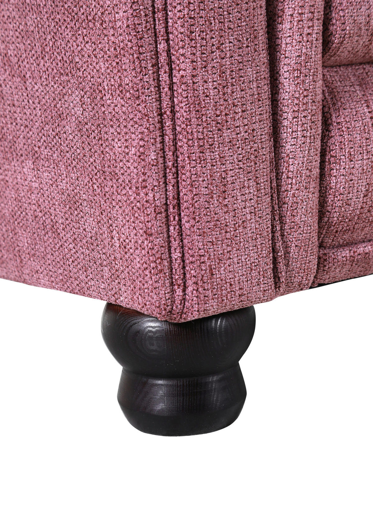 3-SITZER-SOFA in Flachgewebe Rosa  - Dunkelrosa/Schwarz, Romantik / Landhaus, Holz/Textil (218/81/91cm) - Landscape