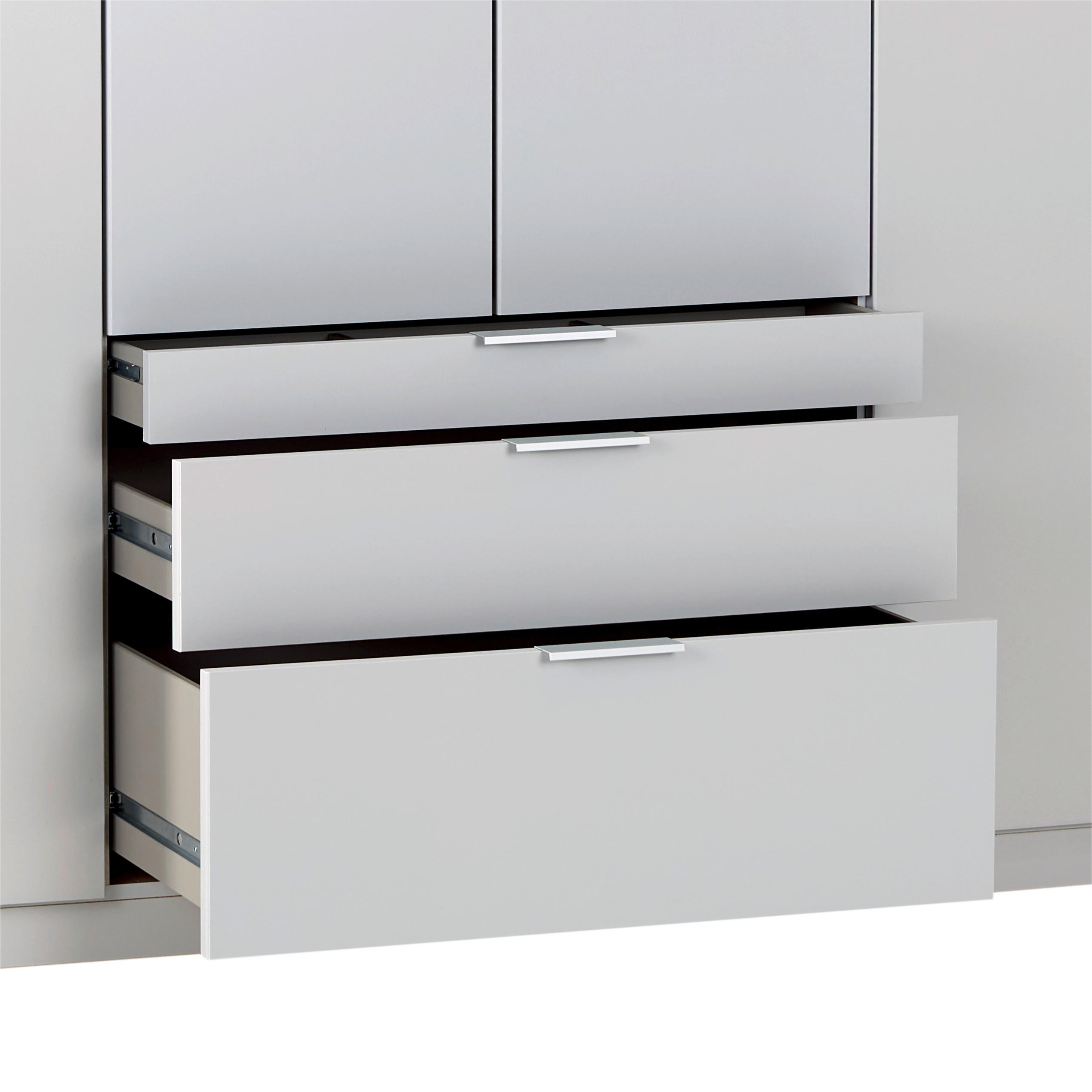 GARDEROB MED GÅNGJÄRN 271/229/54 cm 6-dörrar - ljusgrå/aluminiumfärg, Modern, trämaterial (271/229/54cm) - Rauch Möbel