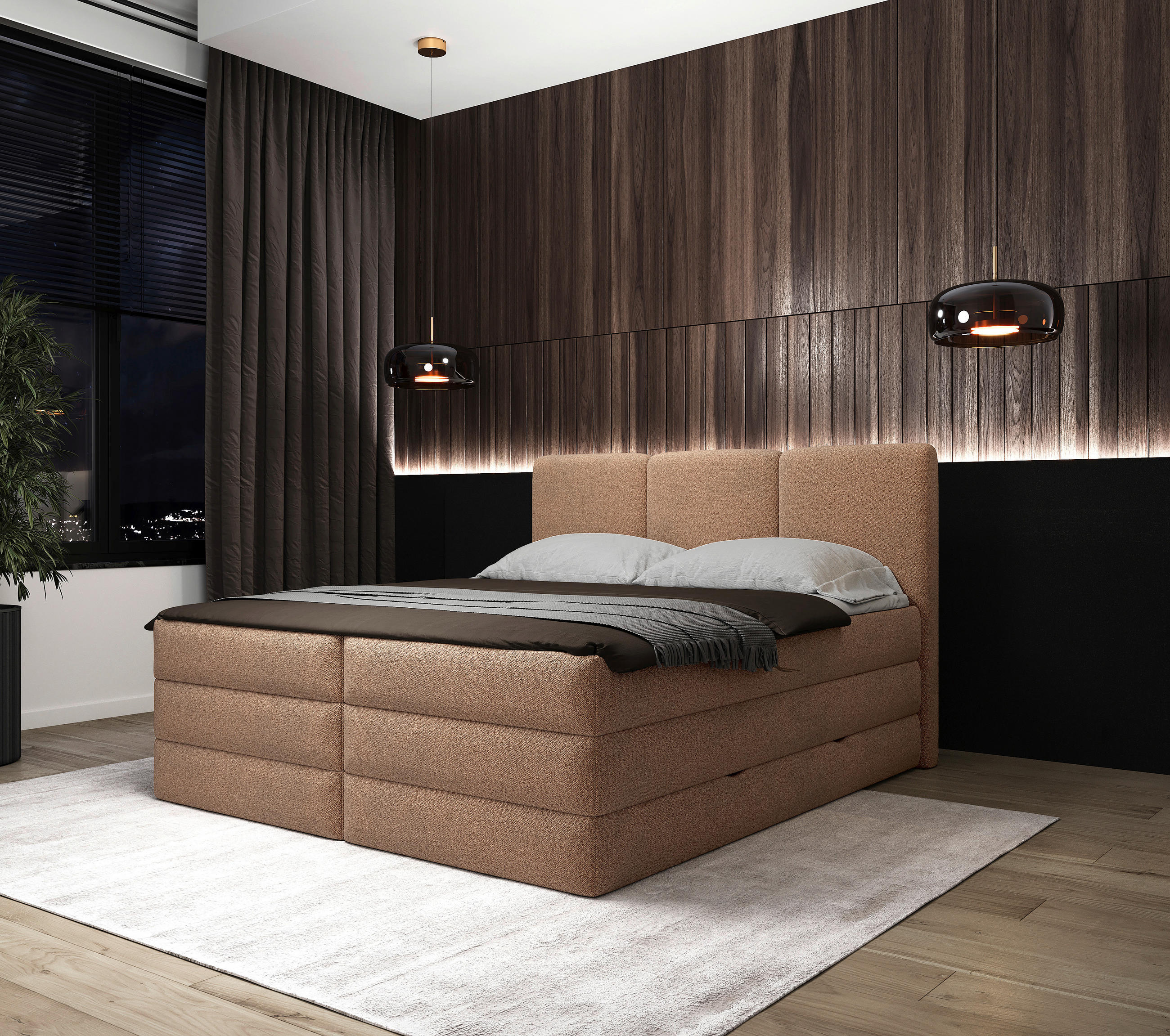 BOXSPRINGBETT 180/200 cm  in Terracotta  - Terracotta/Schwarz, MODERN, Holz/Holzwerkstoff (180/200cm) - MID.YOU