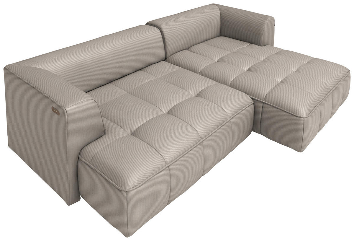ECKSOFA Taupe Feincord Zierkissen, Rückenkissen, Sitzvorzug  - Taupe/Schwarz, Design, Kunststoff/Textil (288/188cm) - Welnova