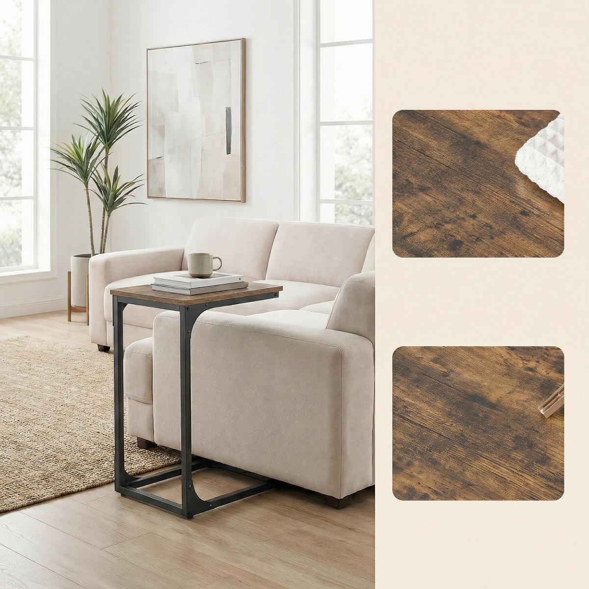 BEISTELLTISCH 40/30/62 cm Braun, Schwarz rechteckig  - Schwarz/Braun, KONVENTIONELL, Holzwerkstoff/Metall (40/30/62cm) - Boxxx