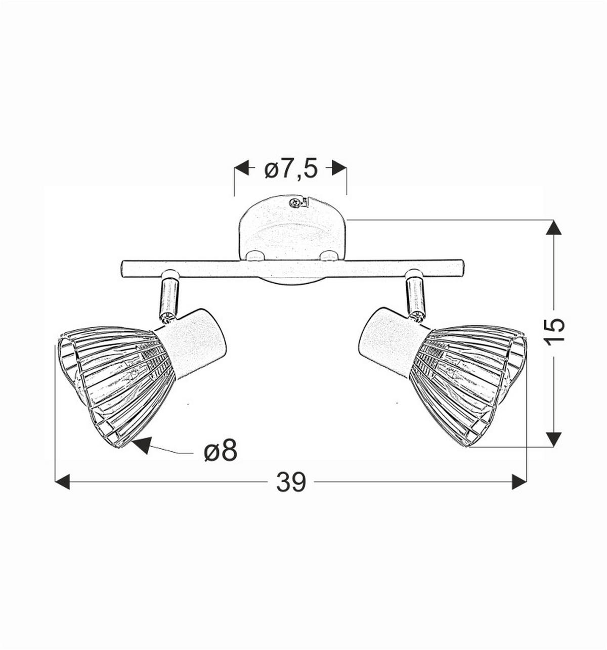 DECKENSTRAHLER 8/39/15 cm   - Schwarz, Basics, Metall (8/39/15cm)
