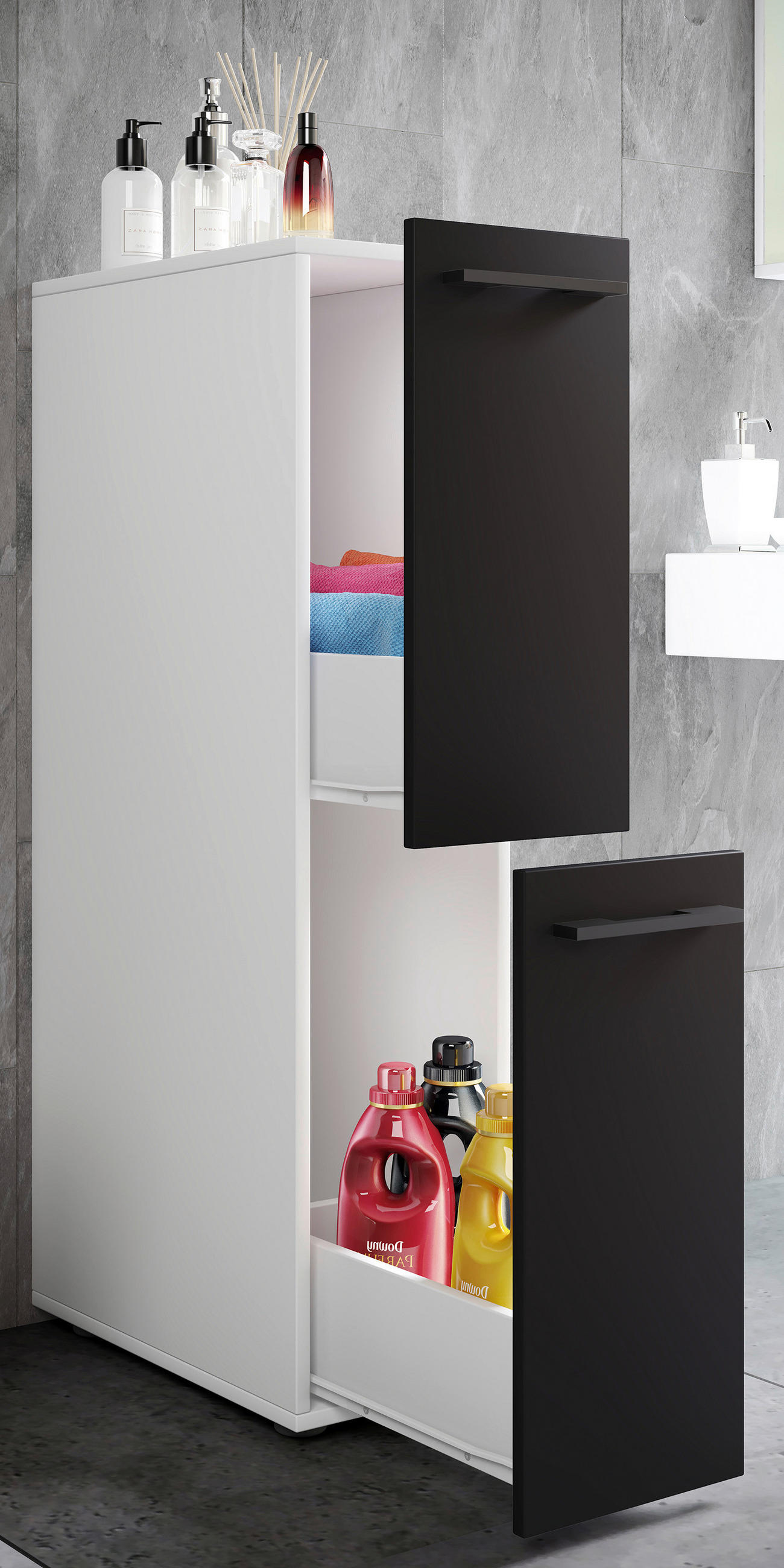 MIDISCHRANK 25/110/50 cm  - Anthrazit/Schwarz, MODERN, Holzwerkstoff/Kunststoff (25/110/50cm) - MID.YOU
