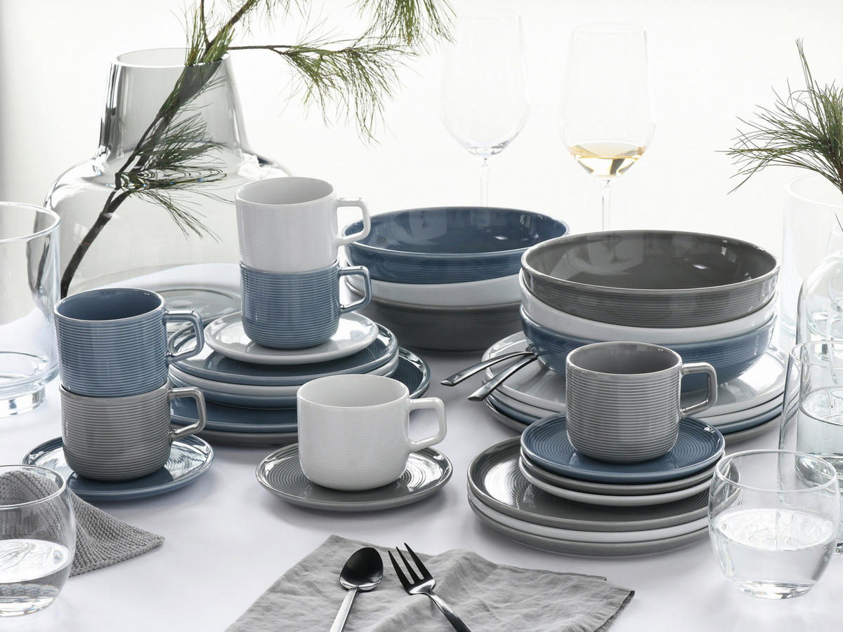 KOMBISERVICE Session Urban 30-teilig  - Graublau/Weiß, Basics, Keramik - Creatable