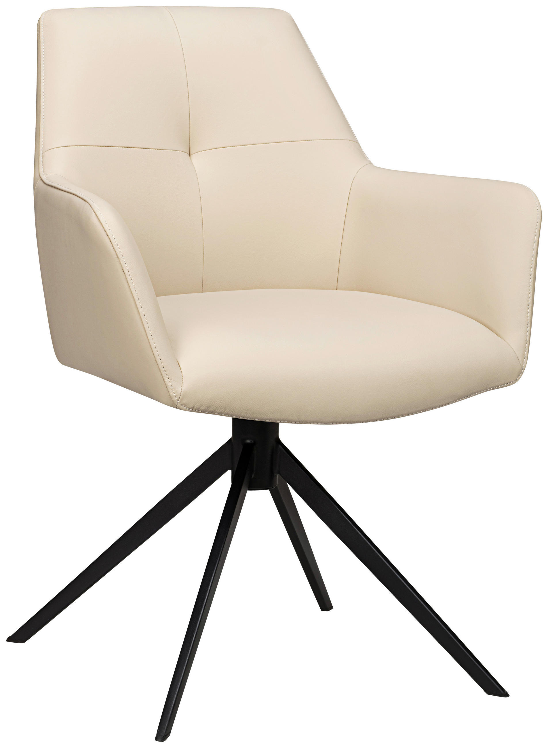 ARMLEHNSTUHL  in Eisen Echtleder pigmentiert  - Beige/Schwarz, Design, Leder/Metall (60/87,5/63,5cm) - Novel