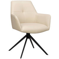 ARMLEHNSTUHL  Sitzfläche 360° drehbar, inklusive Armlehnen  Echtleder  - Beige/Schwarz, Design, Leder/Metall (60/87,5/63,5cm) - Novel