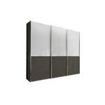 SCHWEBETÜRENSCHRANK  in Weiß, Dunkelgrau  - Chromfarben/Dunkelgrau, KONVENTIONELL, Glas/Holzwerkstoff (300/217/67cm) - Novel