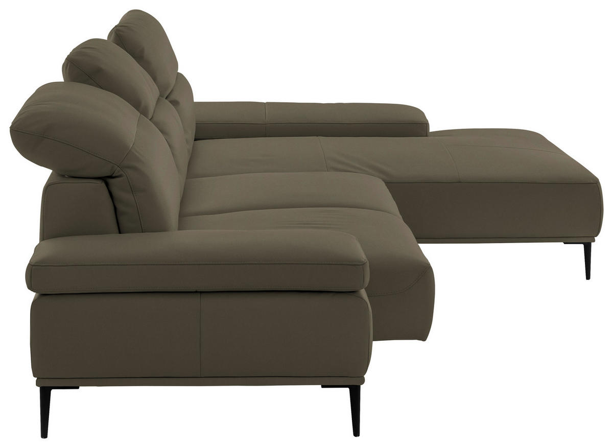 ECKSOFA  in Echtleder Braun  322/206 cm  - Schwarz/Braun, MODERN, Leder/Metall (322/206cm) - Chilliano