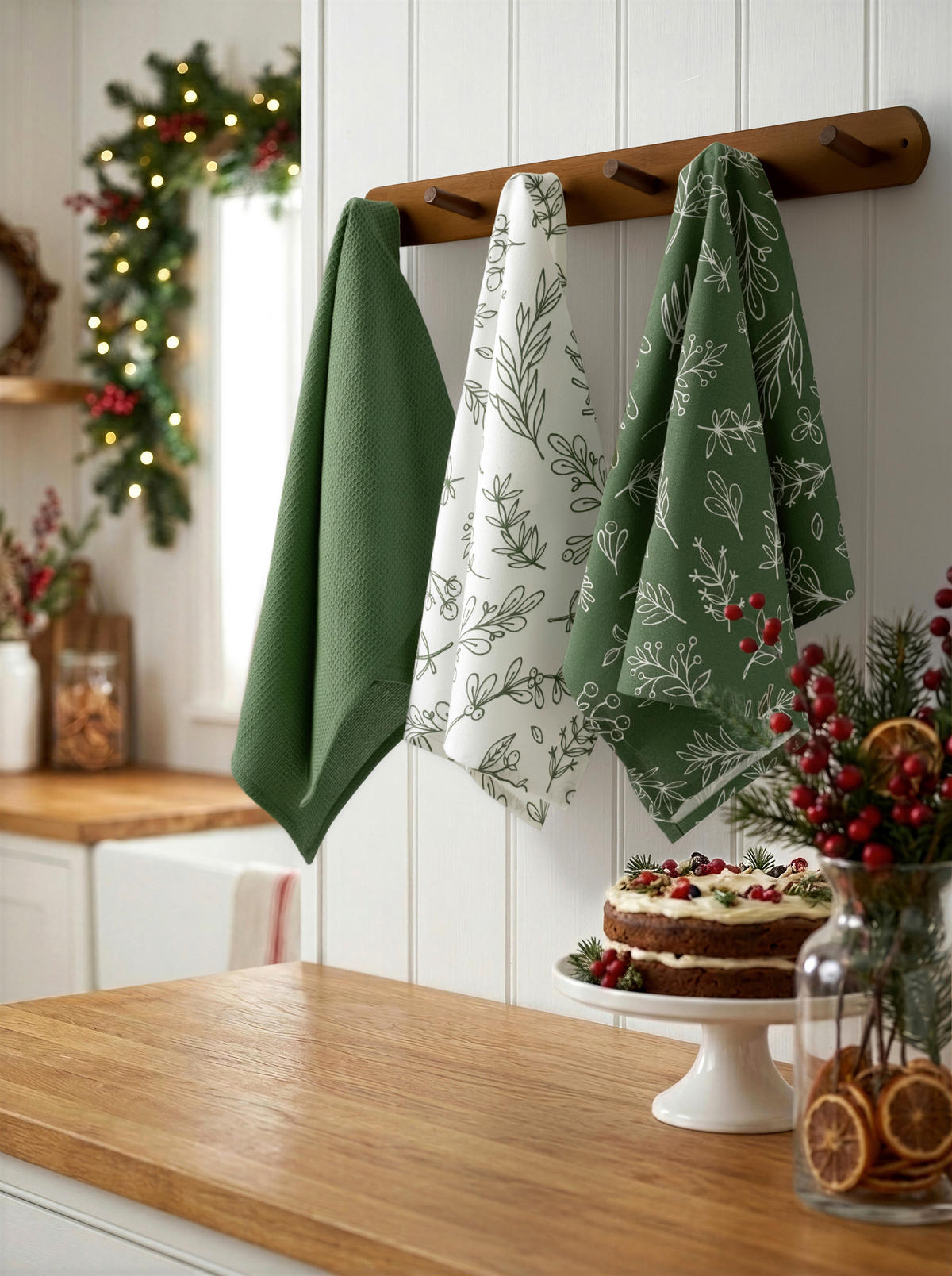 GESCHIRRTUCH-SET 3-teilig Grün  - Grün, Design, Textil (50/70cm) - X-Mas