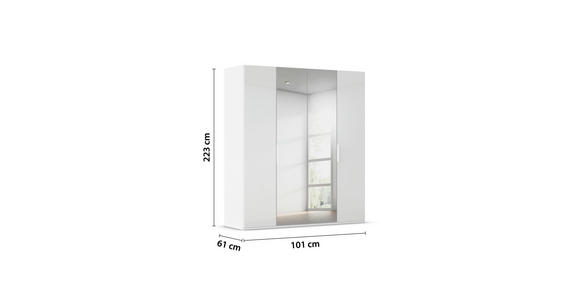 DREHTÜRENSCHRANK 201/223/61 cm,  in Weiß, Weiß Hochglanz, 4-türig  - Weiß Hochglanz/Weiß, Basics, Glas/Holzwerkstoff (201/223/61cm) - Novel