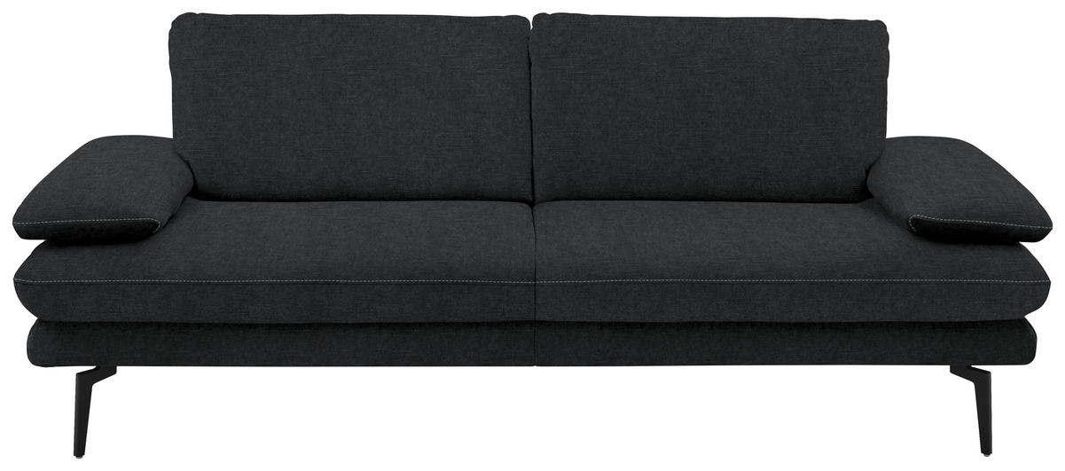 3-SITZER-SOFA in Velours Anthrazit  - Anthrazit/Beige, Design, Textil/Metall (222/89/104cm) - Dieter Knoll