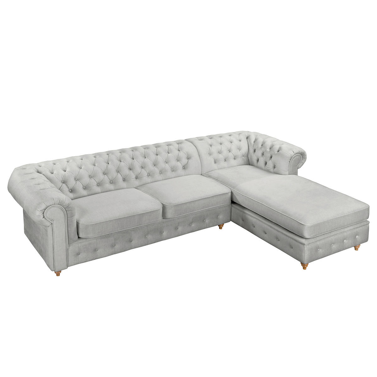 ECKSOFA Mikrofaser Hellgrau  - Creme/Hellgrau, Design, Holz/Textil (284/182cm) - P & B