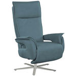 FERNSEHSESSEL Lederlook (vegan) Blau, Grau  - Blau/Edelstahlfarben, MODERN, Textil/Metall (77/116/80cm) - Cantus