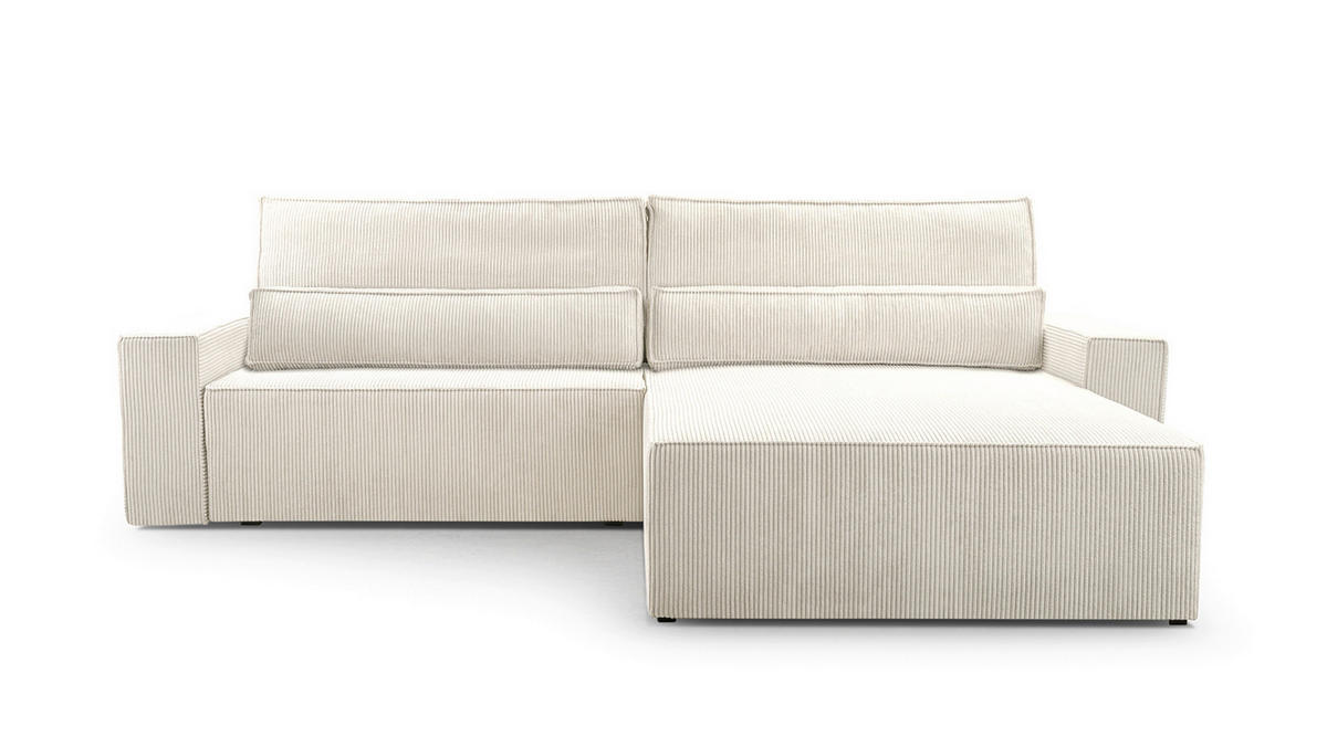 ECKSOFA BRAZIL L Creme Rückenkissen, Schlaffunktion, Rücken echt, Stauraum  - Creme, Design, Textil (290/200cm) - MID.YOU