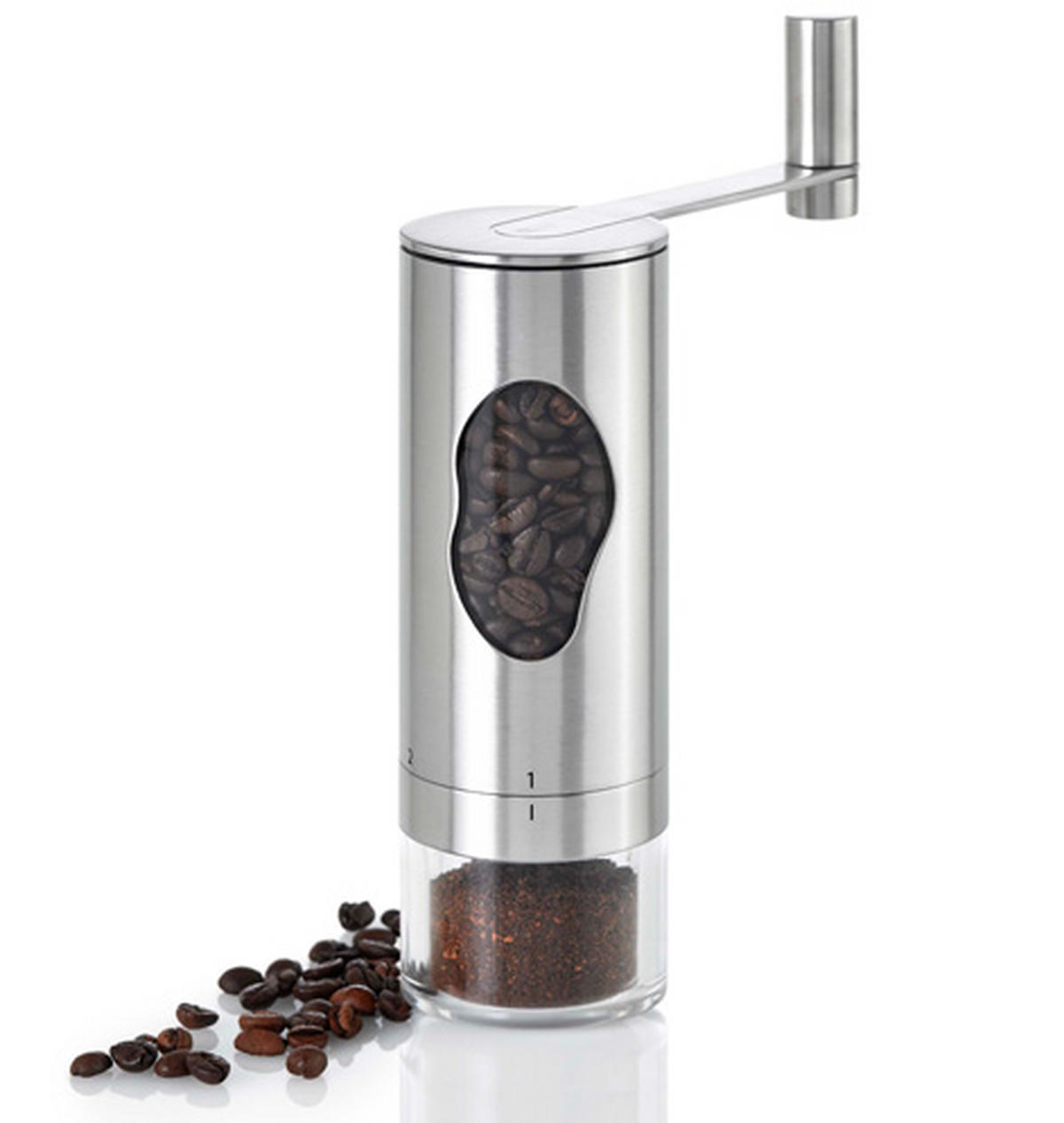 KAFFEEMÜHLE MRS. BEAN  - Edelstahlfarben/Transparent, Design, Kunststoff/Metall (6/18cm) - AdHoc